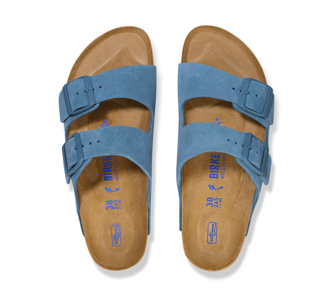Birkenstock Arizona Elemental Blue Suede Soft Footbed - All Mixed Up