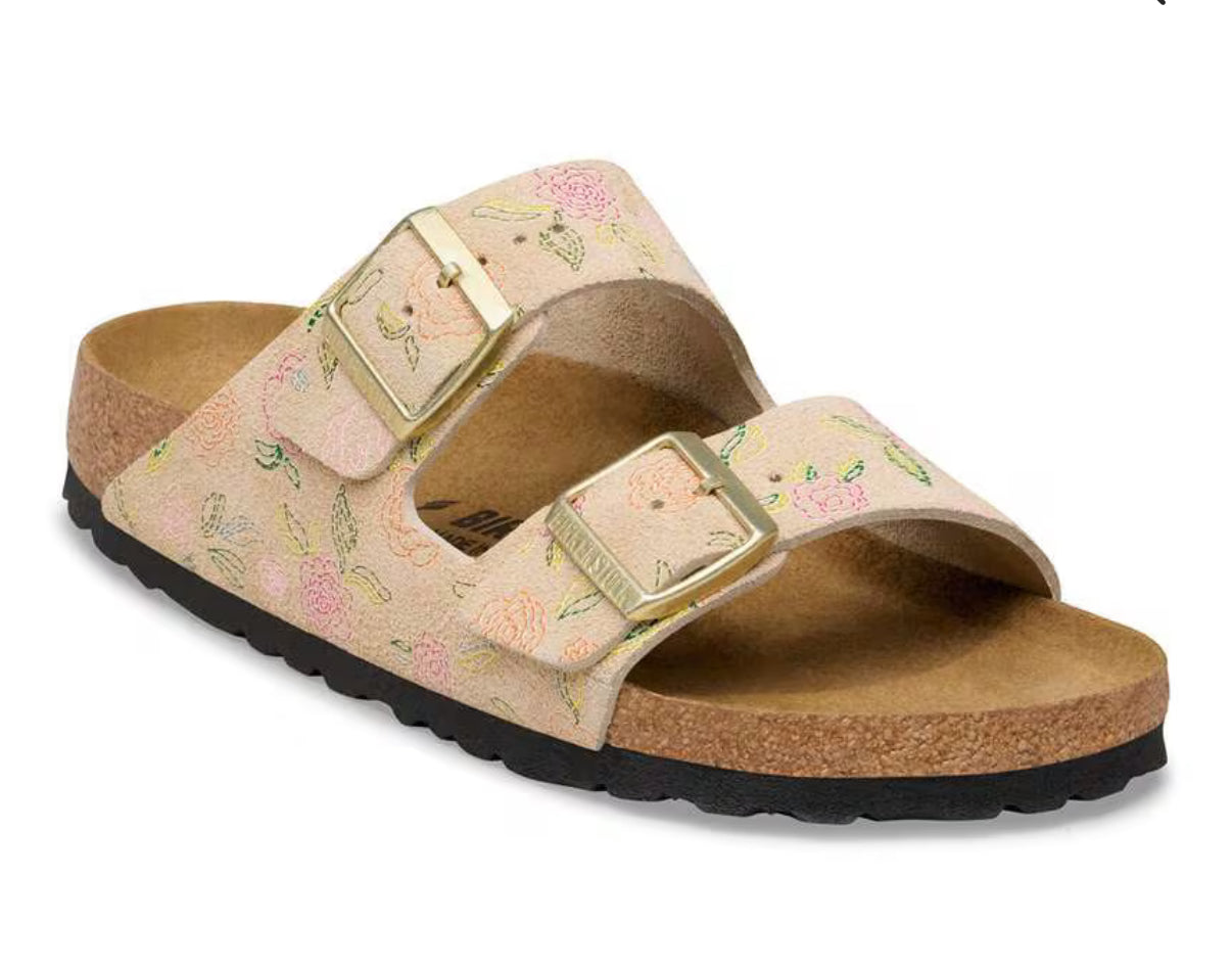 Birkenstock Arizona Suede Leather Sandcastle Flower Print – All 