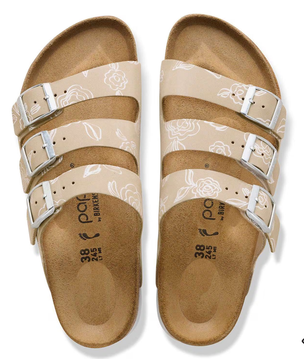 Birkenstock Florida III PAP Flex Platform Nubuck Leather Oyster Flower