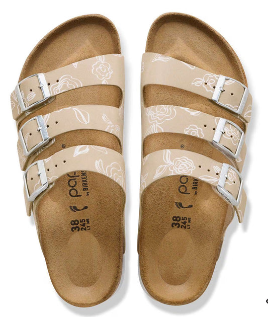 Birkenstock Florida III PAP Flex Platform Nubuck Leather Oyster Flower