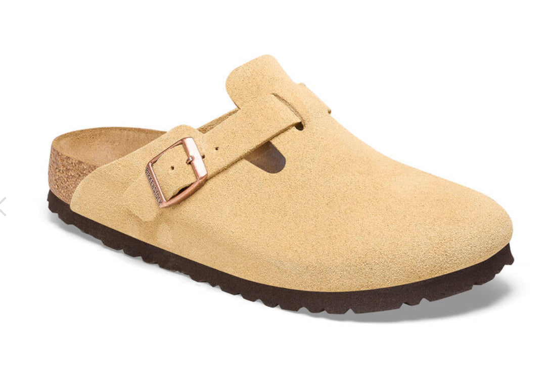 Birkenstock Boston Latte Cream Suede Leather - All Mixed Up