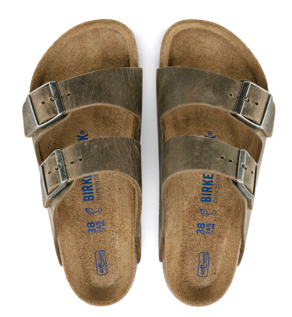 Birkenstock Faded Khaki Leather Arizona SoftFootbed - All Mixed Up
