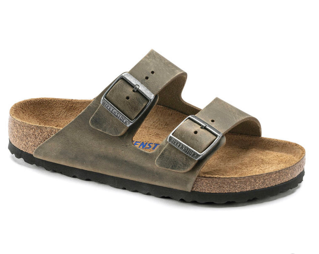 Birkenstock Faded Khaki Leather Arizona SoftFootbed - All Mixed Up