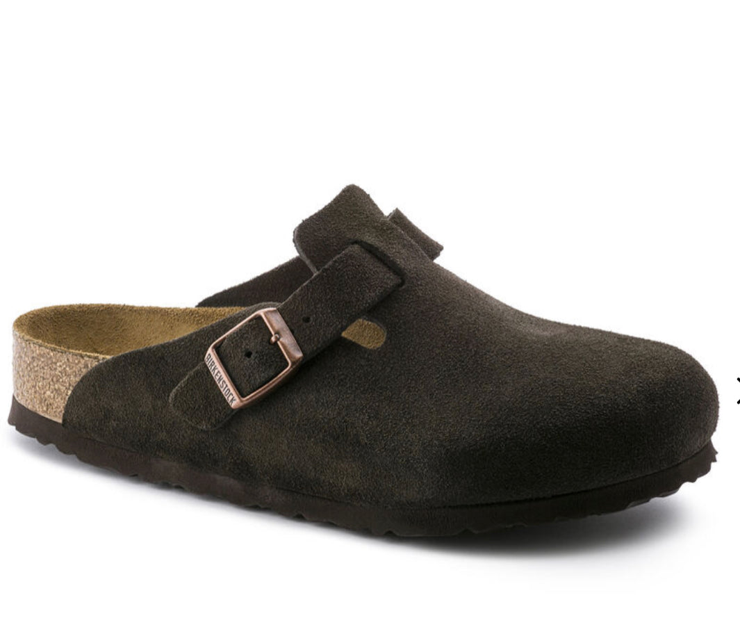 Birkenstock Boston Suede Mocha SoftFootbed - All Mixed Up