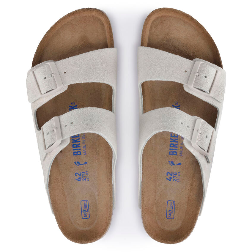 Birkenstock Arizona Suede Antique White SoftFootbed - All Mixed Up