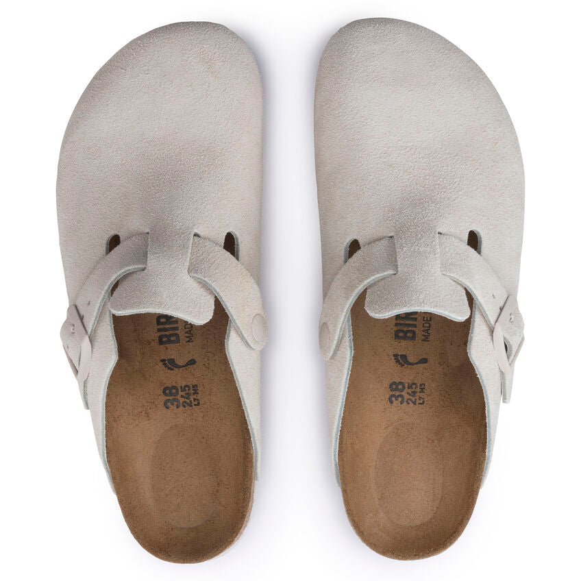 Birkenstock Boston Suede Antique White Clog - All Mixed Up