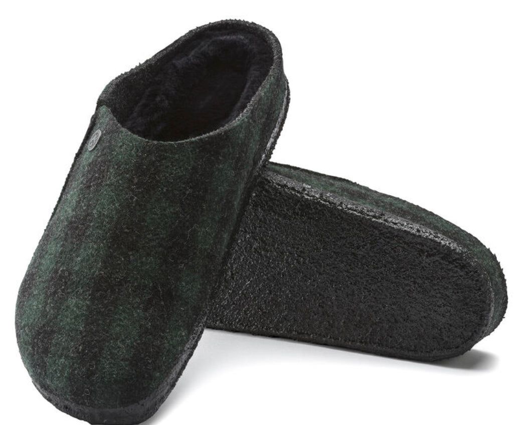 Birkenstock Zermatt UniSex Shearling Wool Felt “ Plaid Teal Green” - All Mixed Up