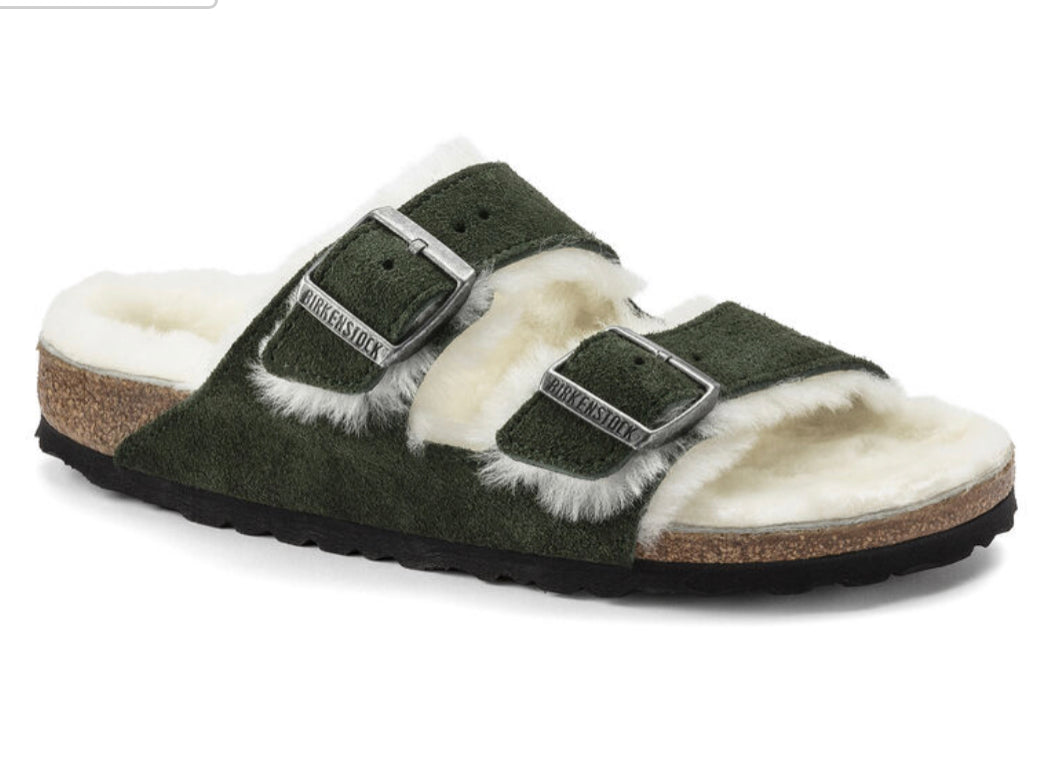 Birkenstock Arizona Shearling Fur Mountain View Green - All Mixed Up