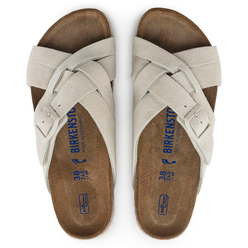 Birkenstock Lugano Suede Antique White SoftFootbed - All Mixed Up