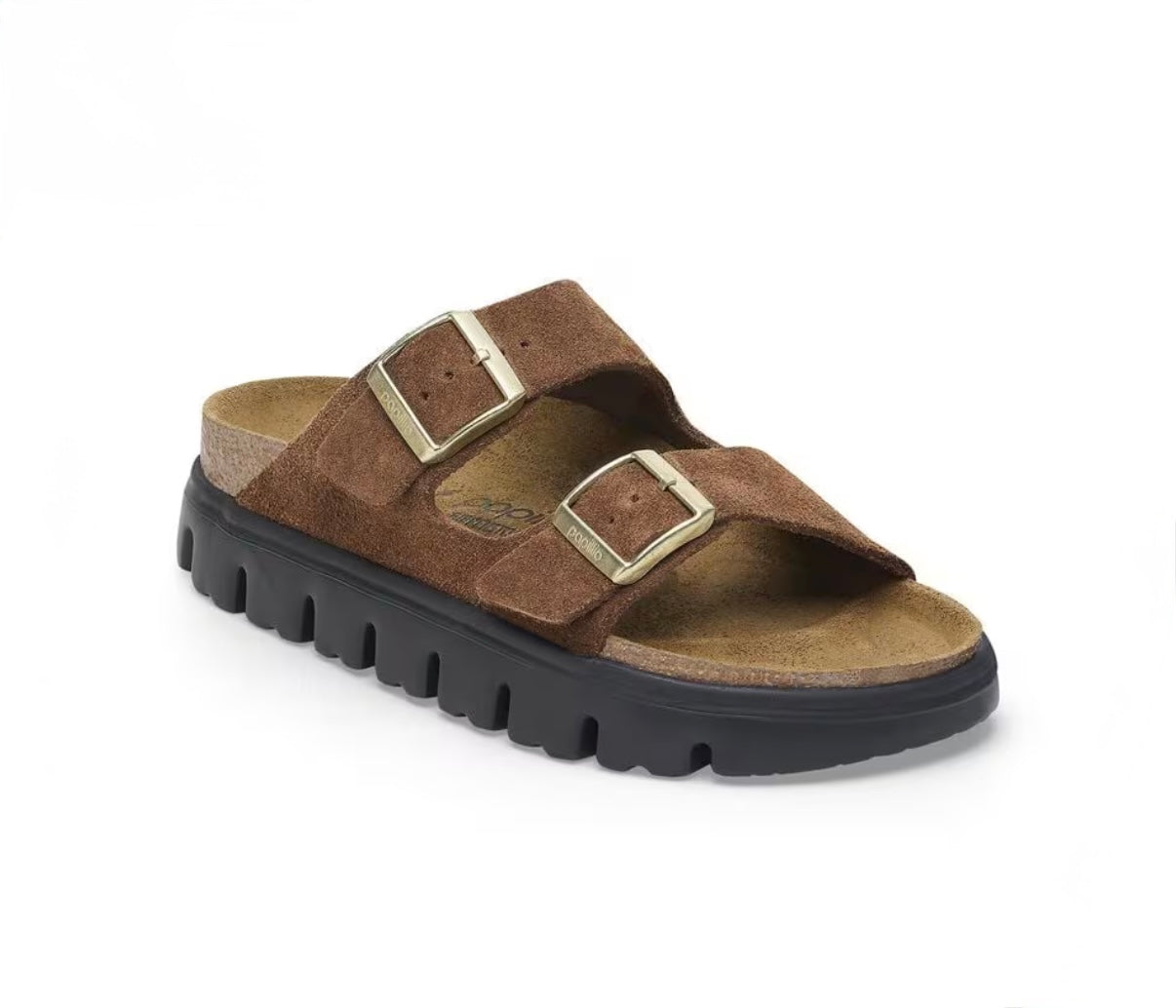 Birkenstock Arizona Platform Suede Leather - Dark Tea/ Black