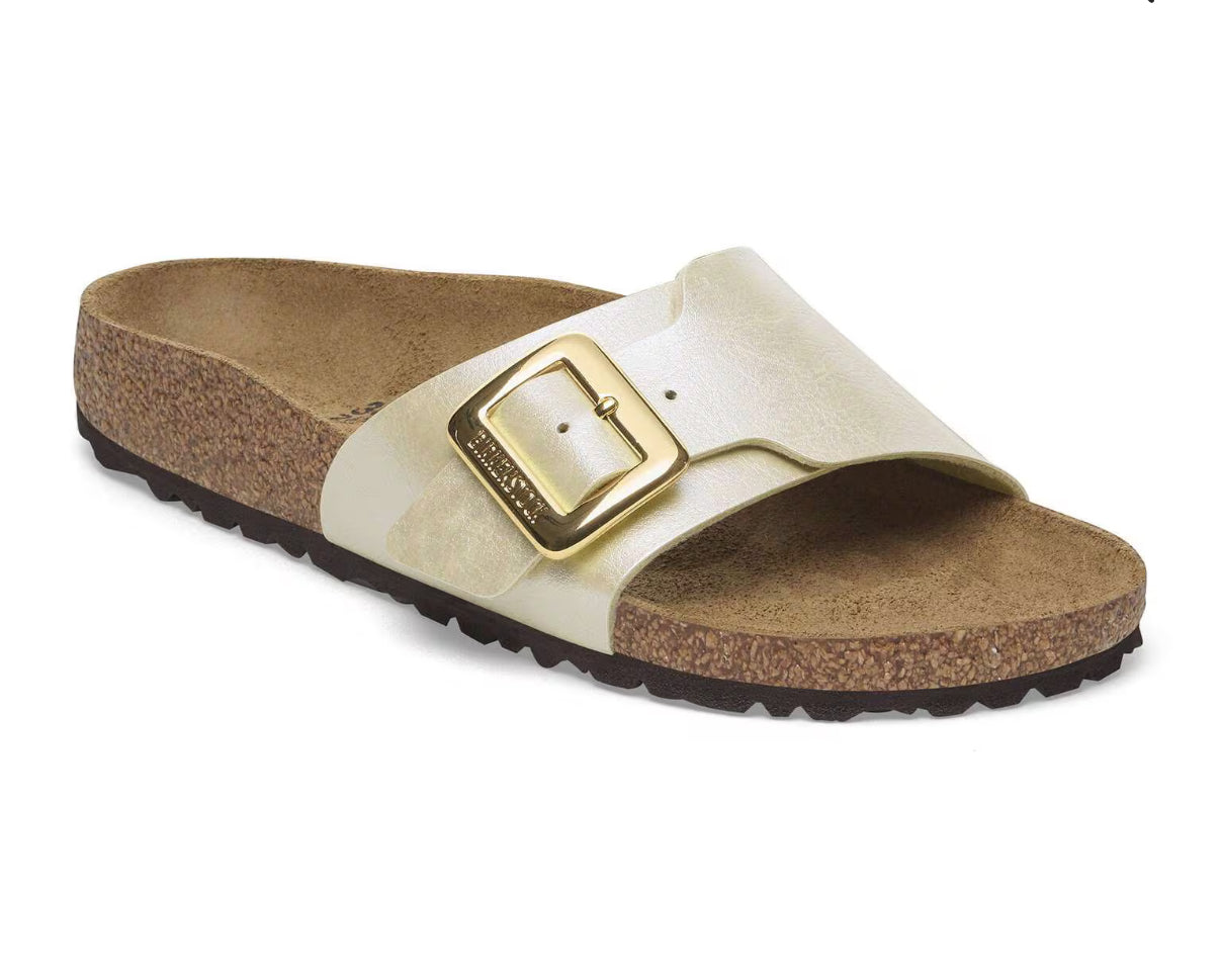 Birkenstock Catalina Luxe Buckle Birko-Flor Graceful Pearl White