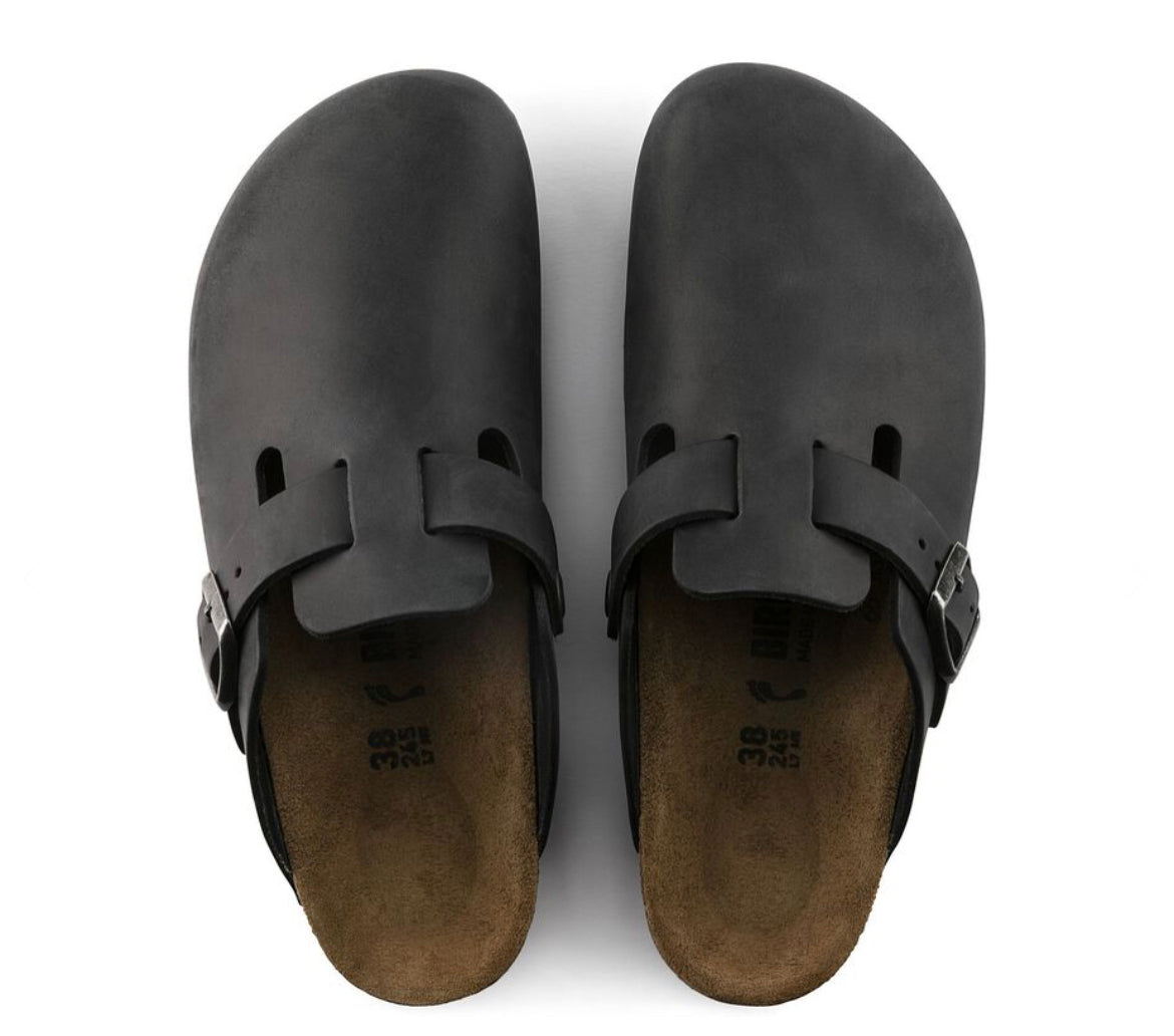 Birkenstock Boston Black Oiled Leather Clog