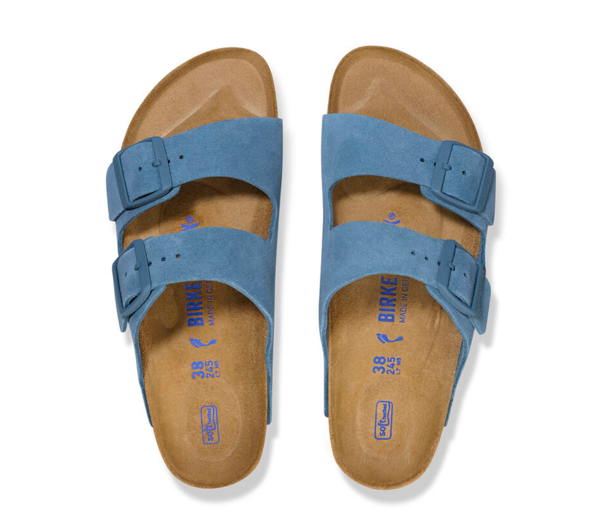 Birkenstock Arizona Elemental Blue Suede Soft Footbed - All Mixed Up 