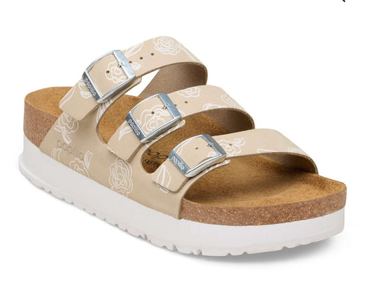 Birkenstock Florida III PAP Flex Platform Nubuck Leather Oyster Flower