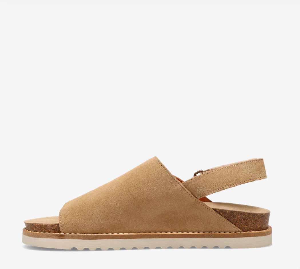 Taos Abstract Warm Sand Suede Woman’s Sandal