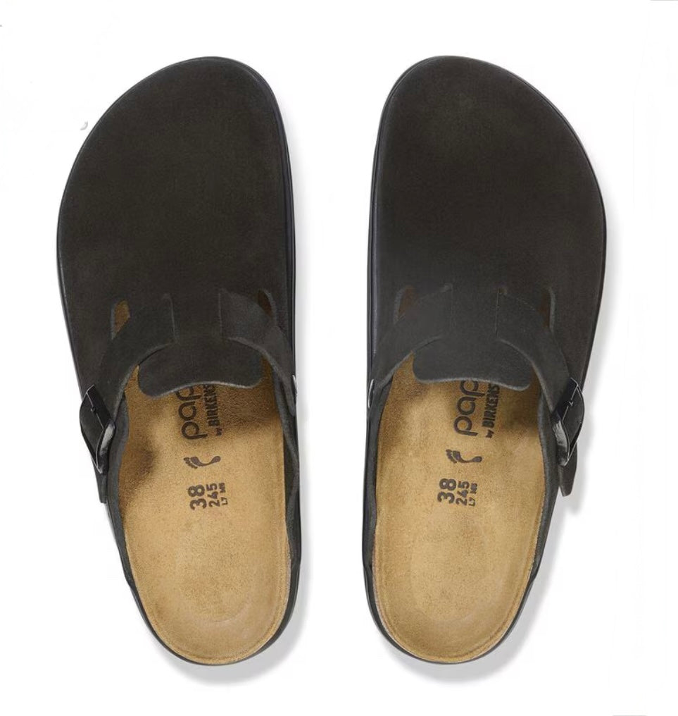 Birkenstock Boston Chunky Suede Leather - Black/Black