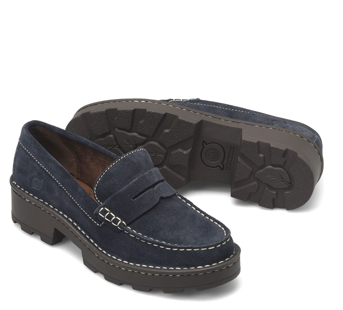 Born Carrera Navy Suede Women’s Loafers