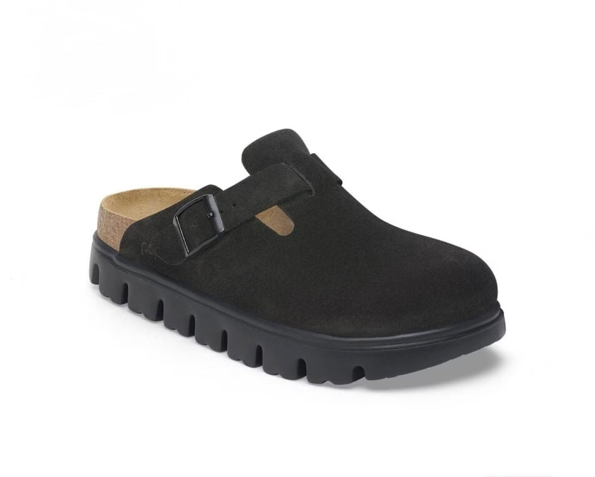 Birkenstock Boston Chunky Suede Leather - Black/Black