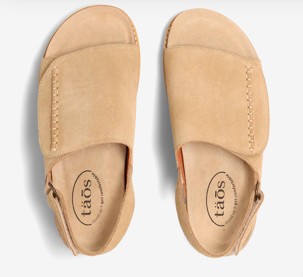 Taos Abstract Warm Sand Suede Woman’s Sandal