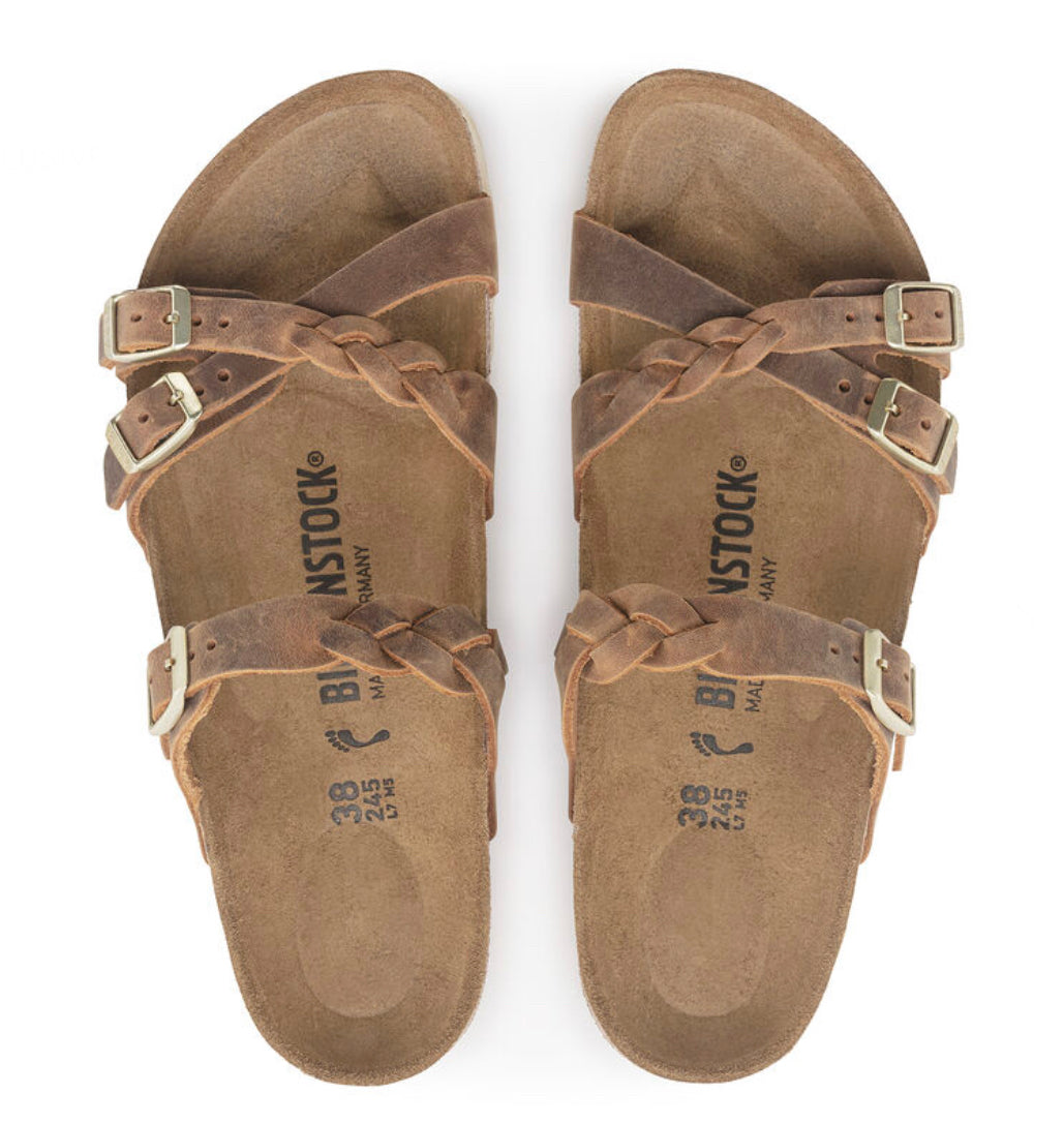 Birkenstock Franca Braided Cognac Oiled Leather - All Mixed Up 