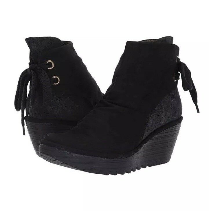 FLY London Women's Black Yama Ankle Boot Oil Suede - All Mixed Up 