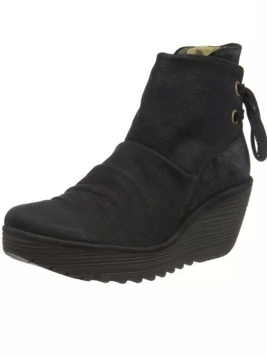 FLY London Women's Black Yama Ankle Boot Oil Suede - All Mixed Up 