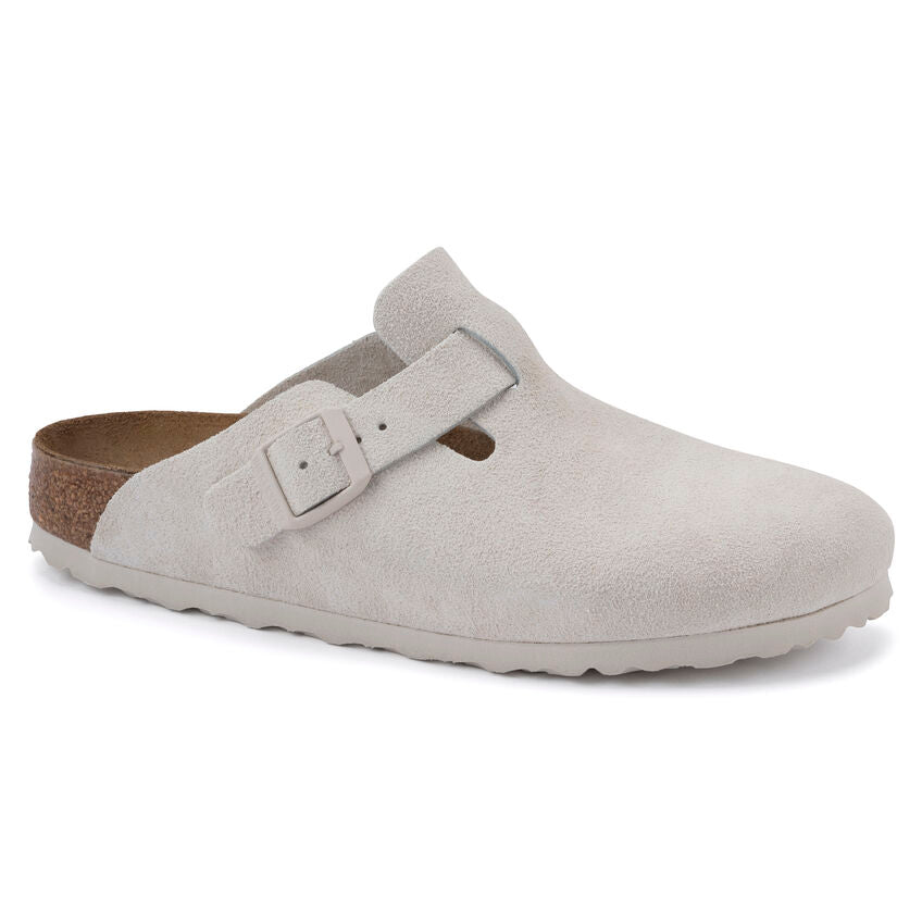 Birkenstock Boston Suede Antique White Clog - All Mixed Up 