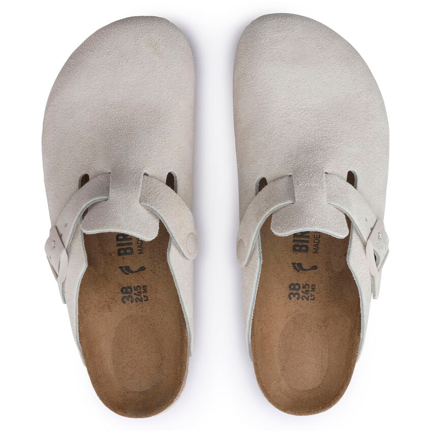 Birkenstock Boston Suede Antique White Clog - All Mixed Up 