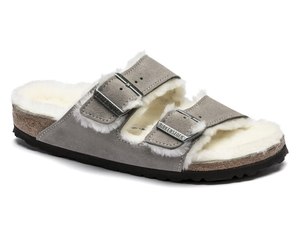 Birkenstock Arizona Fur Suede Leather Stone Coin - All Mixed Up 