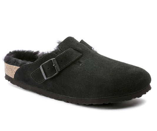 Birkenstock Boston Black Shearling Fur “Suede” - All Mixed Up 