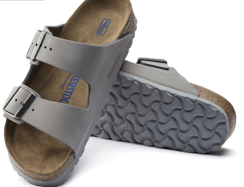 Birkenstock Arizona Dove Gray Leather SoftFootbed - All Mixed Up 