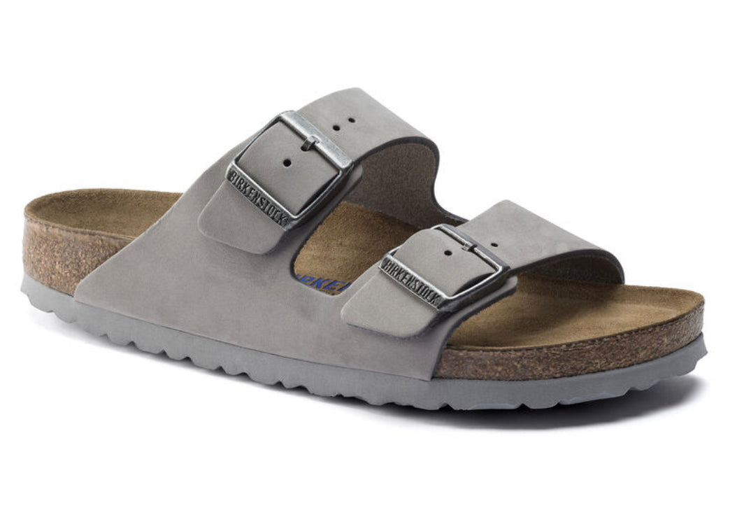 Birkenstock Arizona Dove Gray Leather SoftFootbed - All Mixed Up 