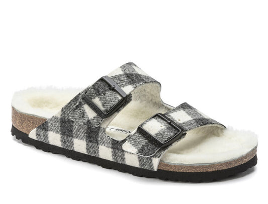 Birkenstock Arizona Shearling Wool Plaid White - All Mixed Up 