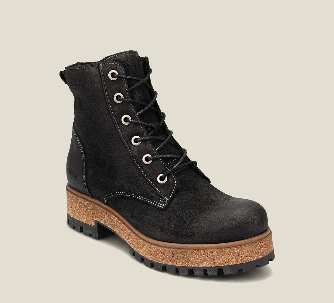 Taos Main Street Boot Black Rugged Leather - All Mixed Up 