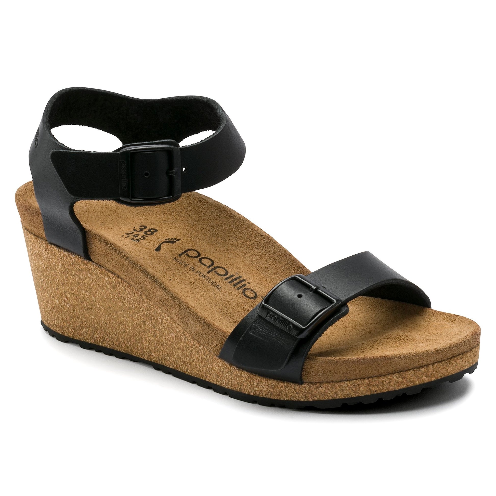 Birkenstock Papillio Soley Leather “Black” Wedge Heel Sandal Women’s - All Mixed Up 