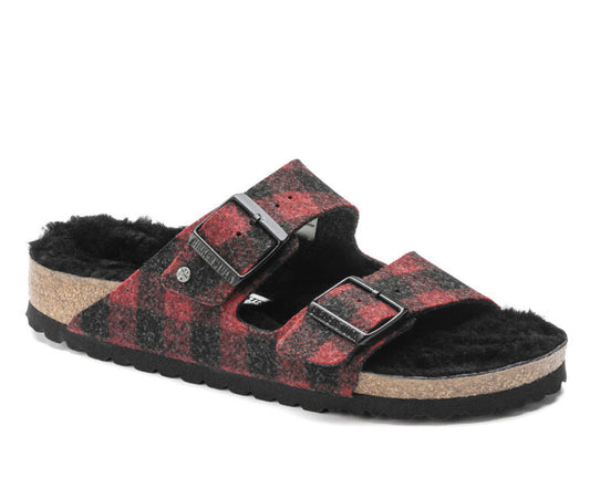 Birkenstock Arizona Shearling Wool Plaid Red - All Mixed Up 