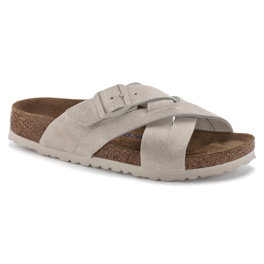 Birkenstock Lugano Suede Antique White SoftFootbed - All Mixed Up 